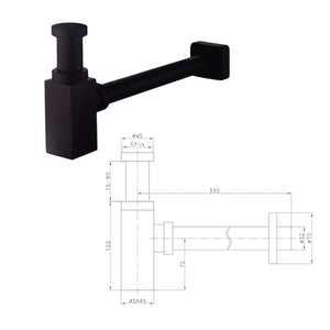 Sifone lavabo quadrato nero opaco