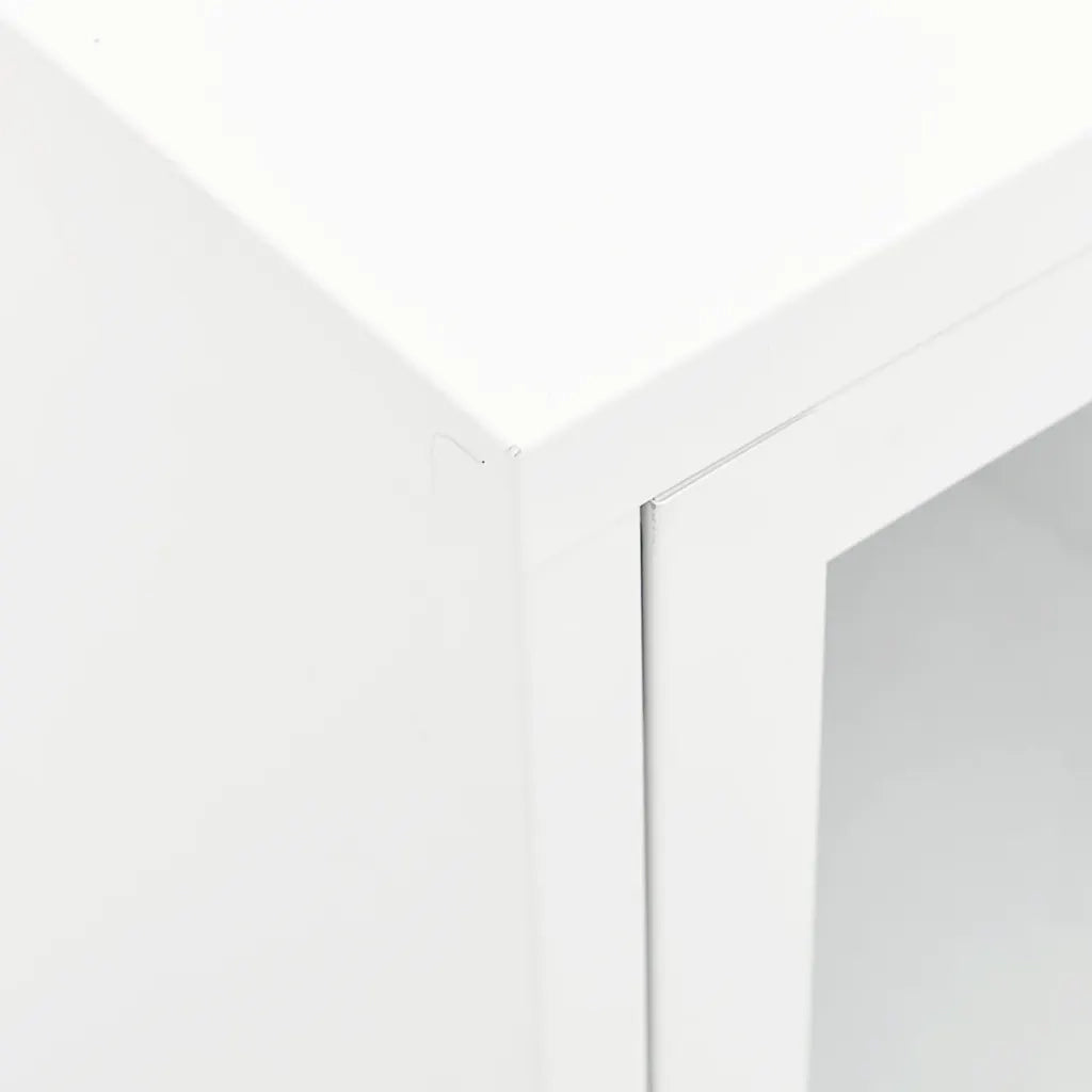 Mobile TV Bianco 105x35x52 cm in Acciaio e Vetro 336059