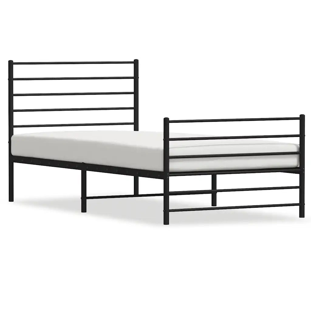 Giroletto con Testiera e Pediera-Struttura Letto Metallo Nero 100x190 cm 849366