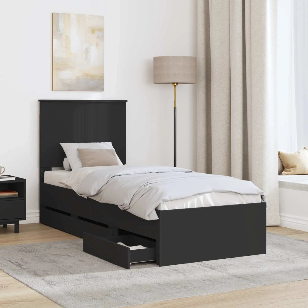Struttura del letto-Giroletto Nero 75 x 190 cm Legno Ingegnerizzato 354962