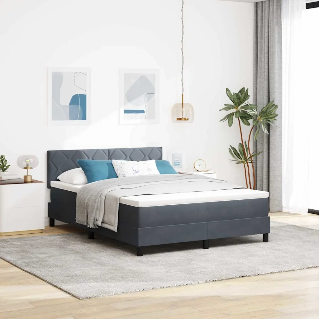 Letto a Sorgente LED con led Grigio scuro 140 x 190 cm Velluto 3342717