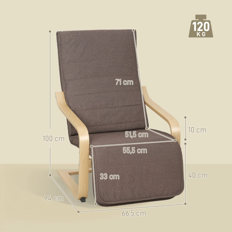 POLTRONA Relax con poggiapiedi regolabile 66,5x94x100 cm Marrone