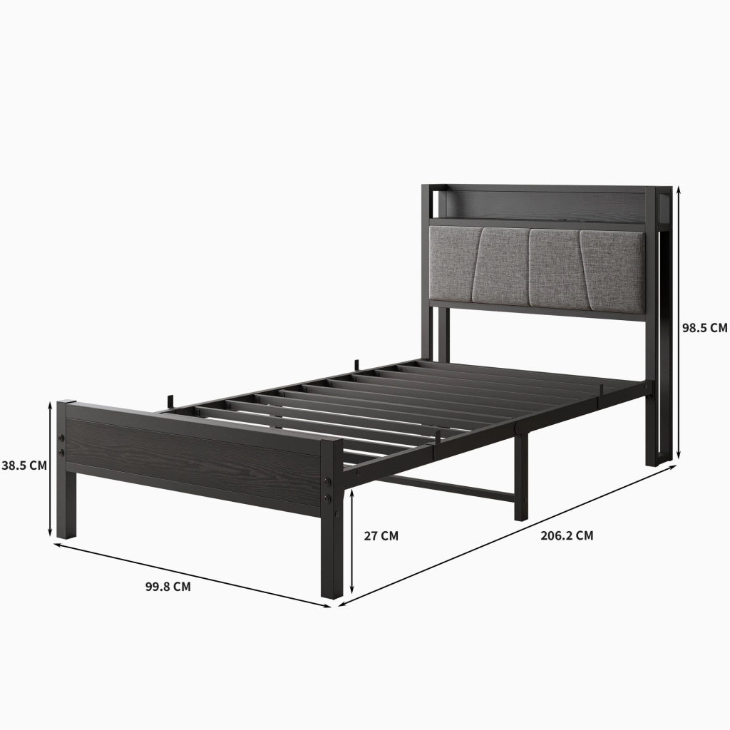 Letto singolo 90x200 cm, colore nero