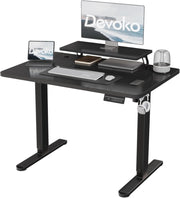 120 x 60 cm Scrivania Regolabile in Altezza con Supporto per Monitor, Regolabile con 2 Altezze di Memoria, Per Camera da Letto, Studio, Ufficio(Nero)