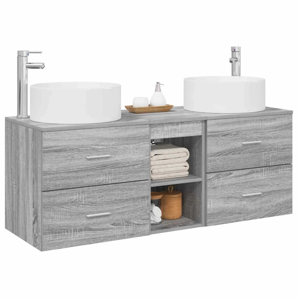 Set di mobili per il bagno 3 pz Sonoma grigio 3405952