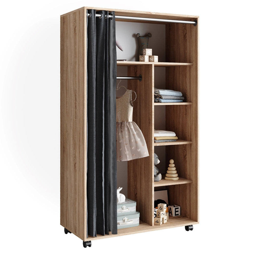 Vicco Armadio multifunzione Sonoma 100 x 168 cm aperto, con rotelle