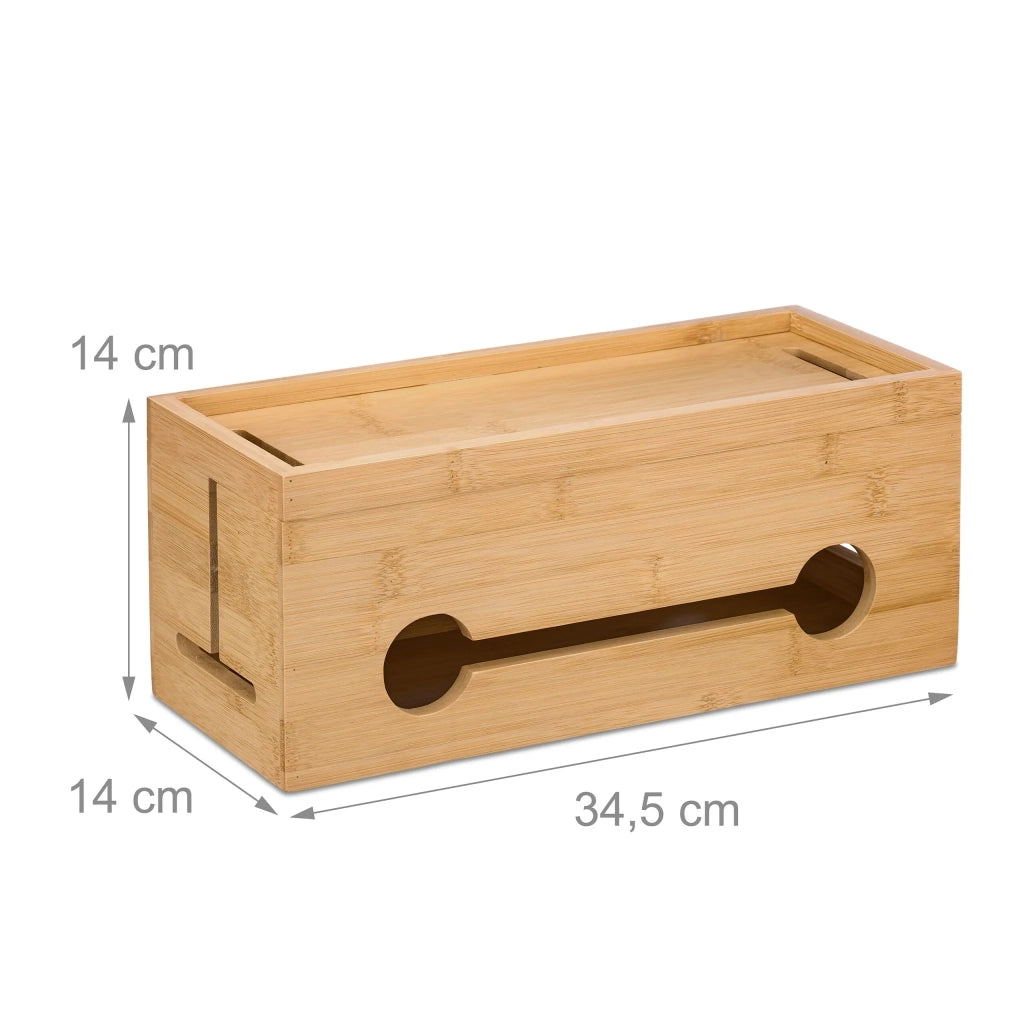Pratica scatola copricavi per mobile TV 60 x 20 x 15 cm custodia sicura in bambù naturale 13_0016040