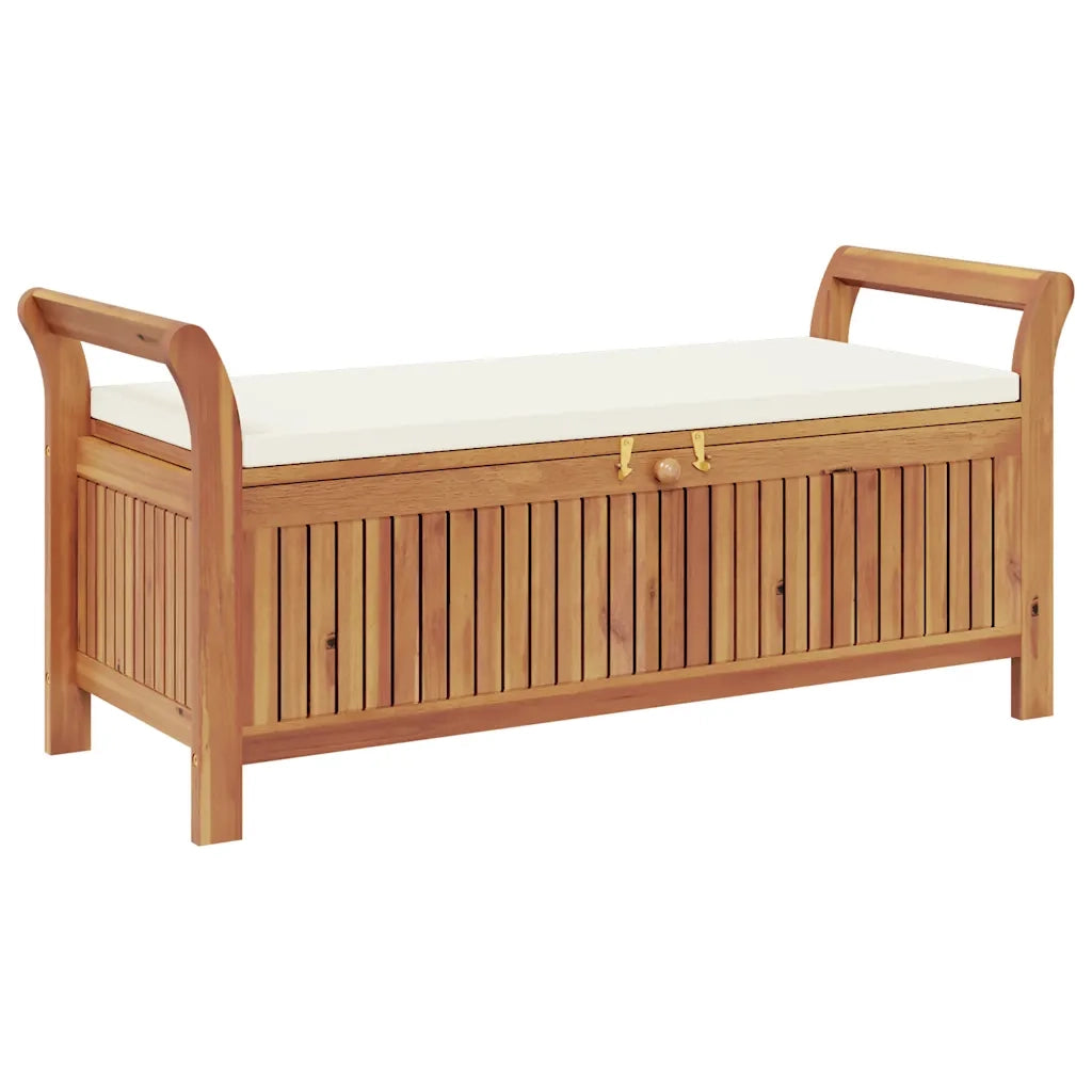 Panca Portaoggetti Giardino Cuscino 126cm Legno Massello Acacia cod mxl 43510