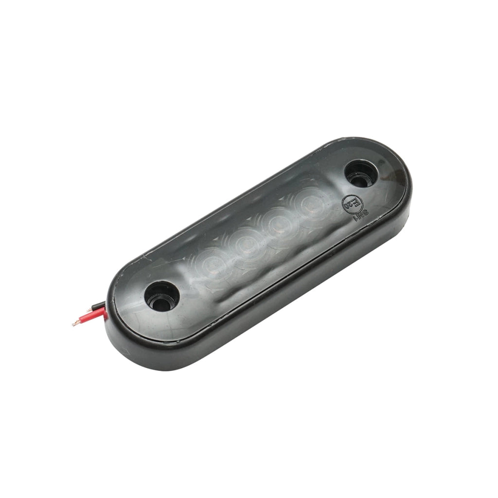 Lampada laterale slim con LED gialla-fumè, 12V-24V, 83x27 mm, Breckner Germany.