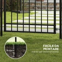Cancelletto di Sicurezza con Serratura, 3 Chiavi e 2 Paletti, in Acciaio Zincato, 107x204 cm, Nero