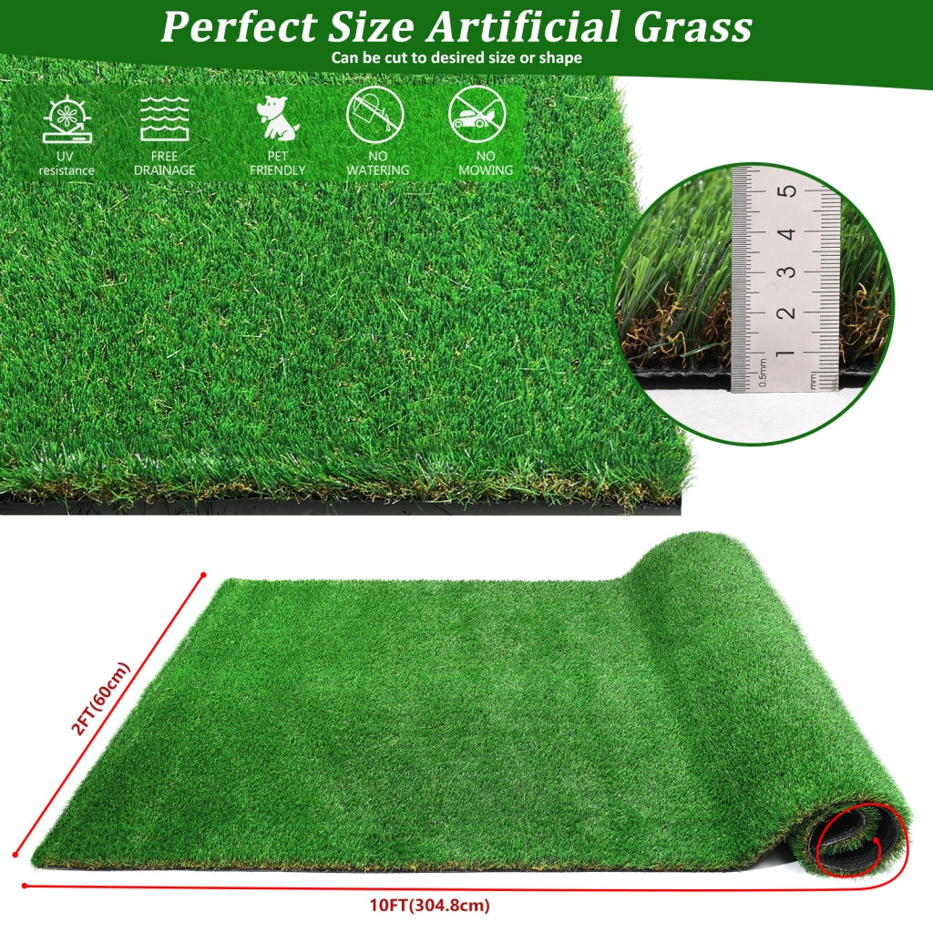 Prato sintetico artificiale 20 mm 1×2 m resistente ai raggi UV antiscivolo senza manutenzione per interno ed esterno