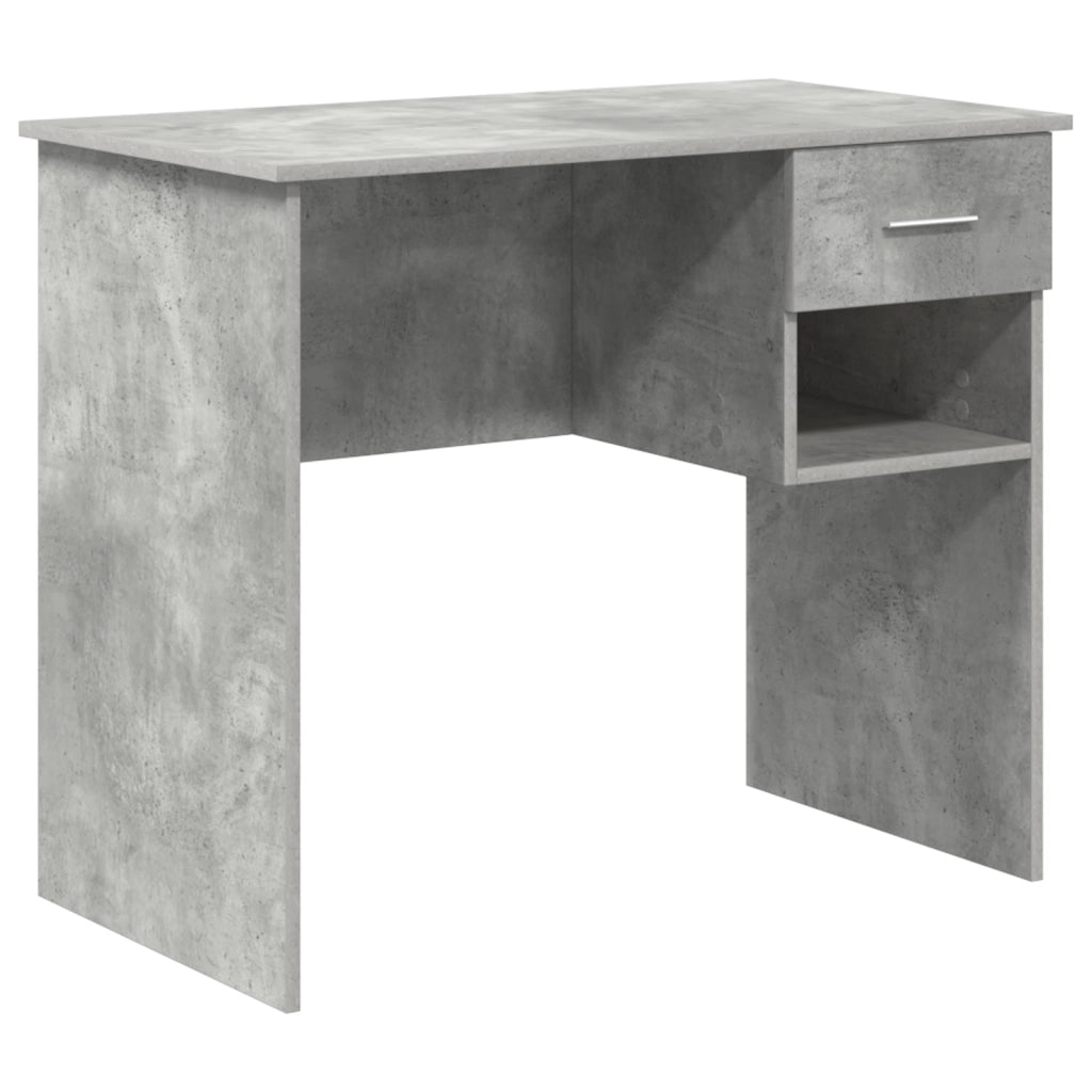 Scrivania con Spazio di Archiviazione Grigio Cemento 90x49.5x75 cm Legno Compresso