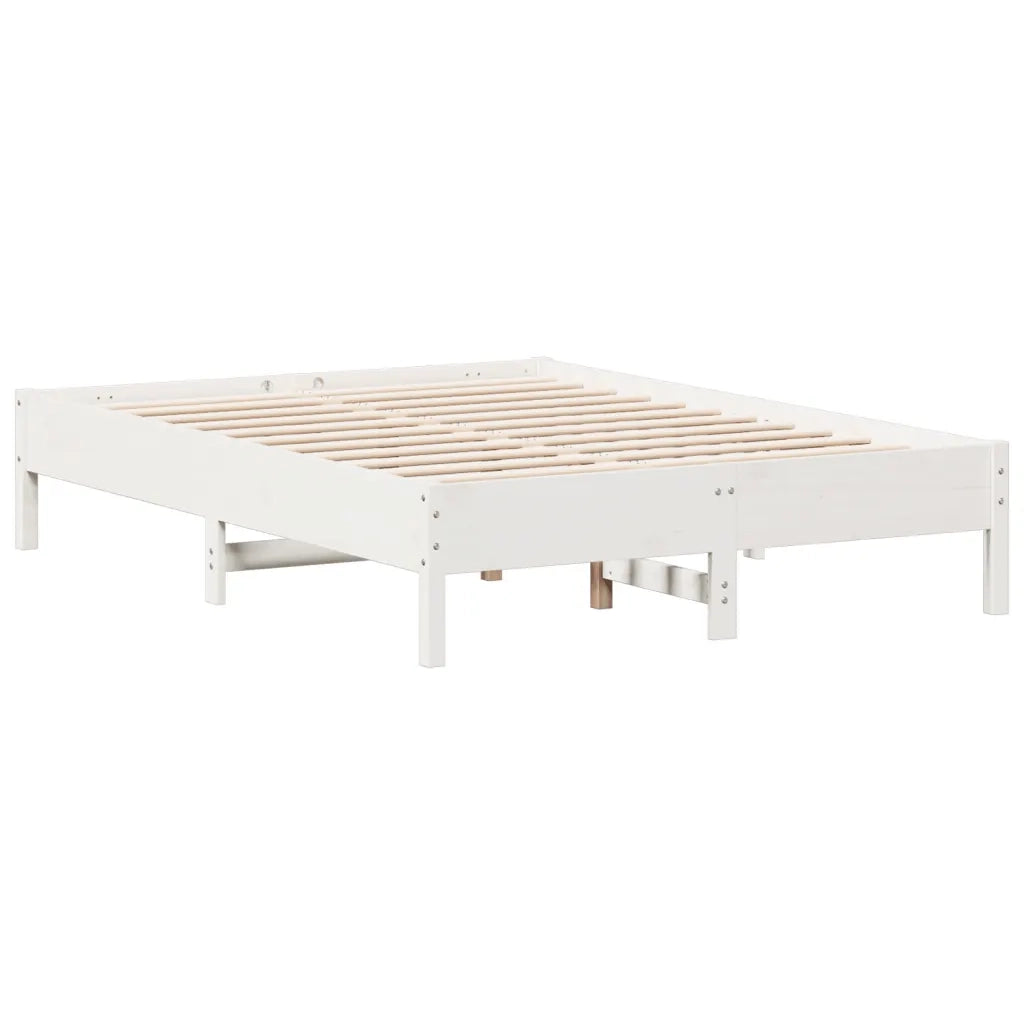 Letto senza Materasso Bianco 135x190 cm Legno Massello di Pino 842719