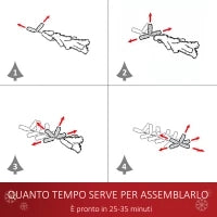 Albero di Natale Artificiale 150cm con 170 Luci LED e Fibre Ottiche, Albero di Natale con Luci Incorporate e 170 Rami e Base in Metallo Pieghevole, Verde