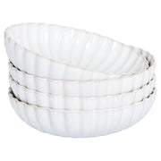 Set di 4 piatti fondi Gres bianco Kaolin fatto a mano finitura smalto reattivo Pasta Cucina Sala da pranzo
