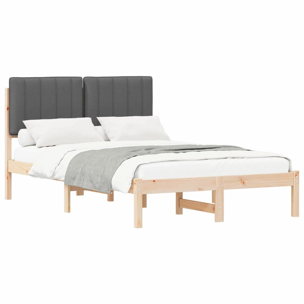 Letto con Testiera Rivestita Grigio Naturale e Scuro