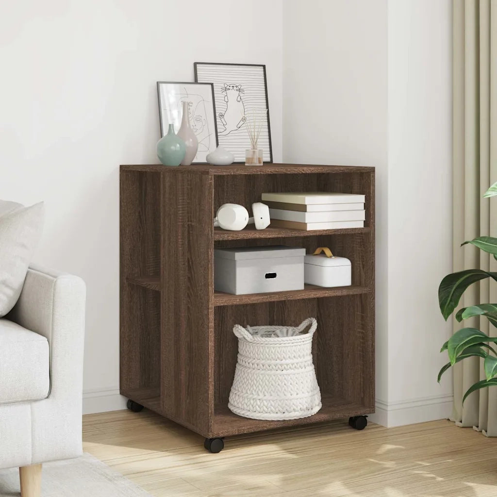 Tavolino con Ruote Rovere Marrone 55x60x78 cm in Truciolato 853161
