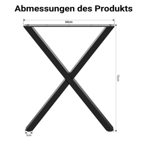 Base per tavolo 72x60 cm con gambe tavolo a forma di X colore nero