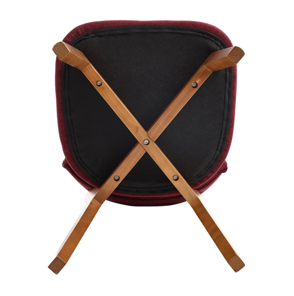 Sedie da pranzo set da 2 in tessuto bordeaux con gambe in legno