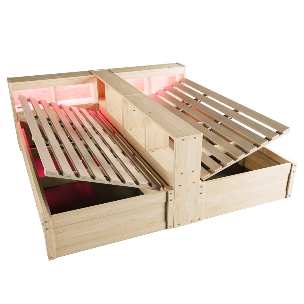Letto Estraibile 90/180 x 200 cm; Letto Singolo - LED; Presa; Contenitore - MDF