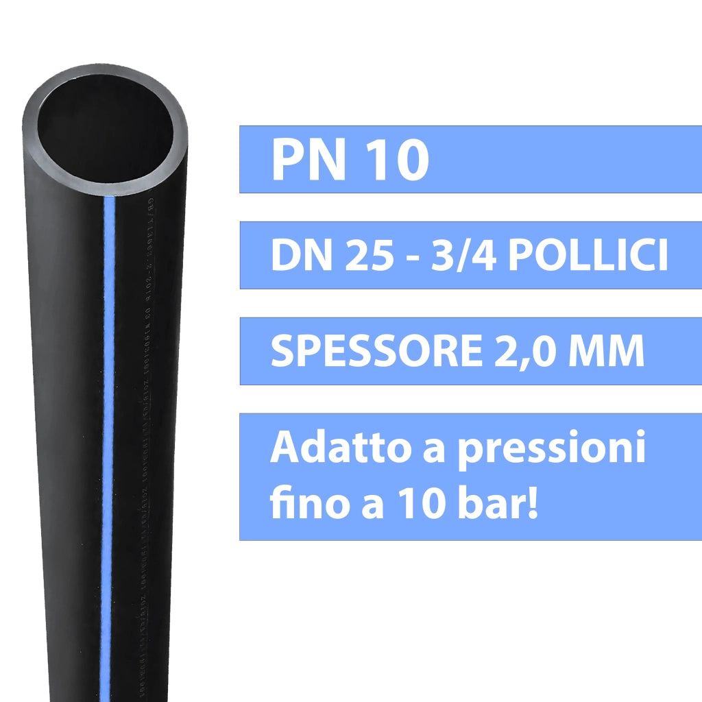 TUBO IRRIGAZIONE PN 10 ALTA DENSITA' 100 METRI/DN 25