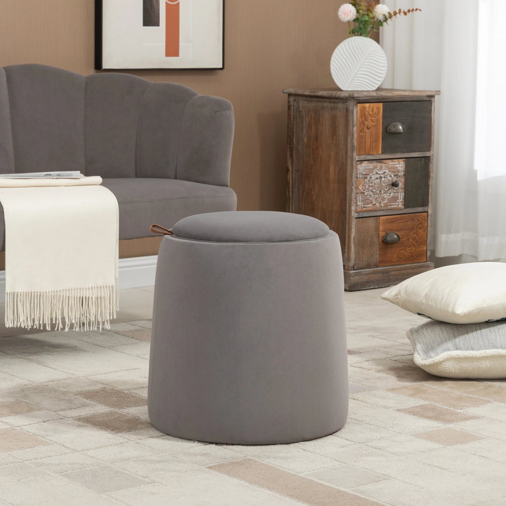 POUF Contenitore rotondo Ø44 x 47,5 cm in poliestere grigio scuro