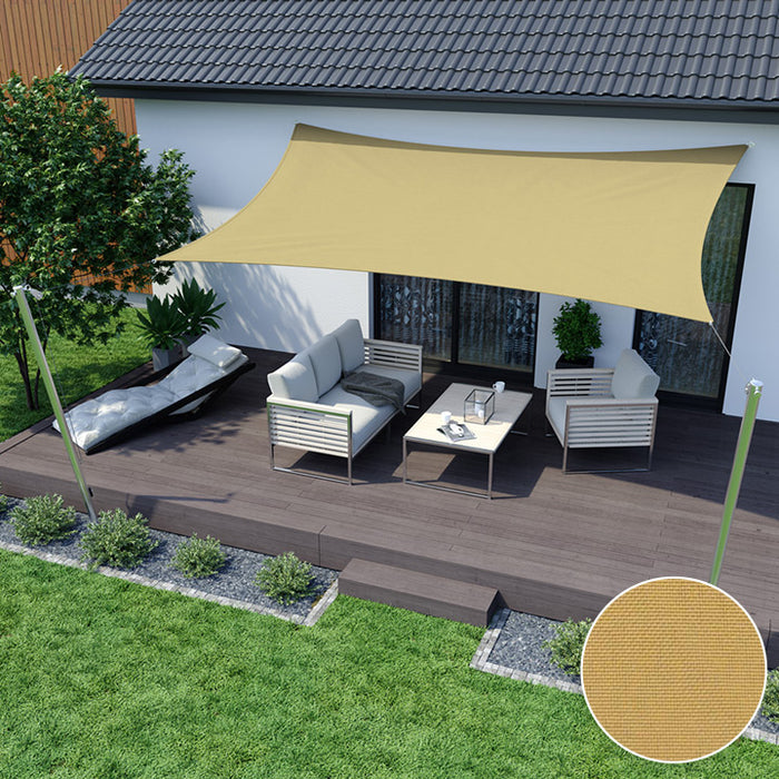 AIO FACTORY 3x5 m Vela Ombreggiante Impermeabile Beige - Vela Parasole da Giardino