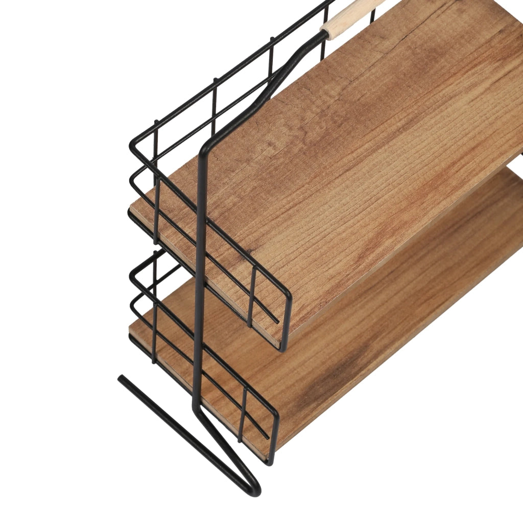 Mensola con 2 piani portaoggetti per bagno effetto legno nero 03_0007068