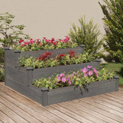 Fioriera Rialzata Giardino Grigia 120x120x56 cm Massello Abete