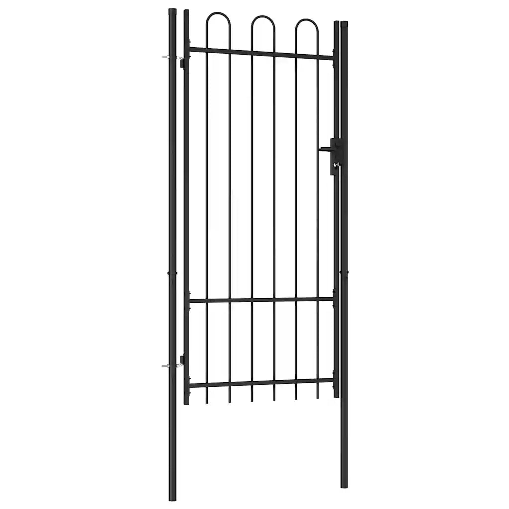 Cancello a Singola Anta con Archi in Acciaio 1x2 m Nero cod mxl 41191