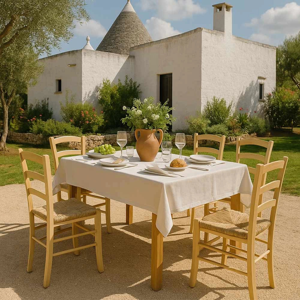 Sedia  sala pranzo in legno venezia naturale con seduta in paglia intrecciata