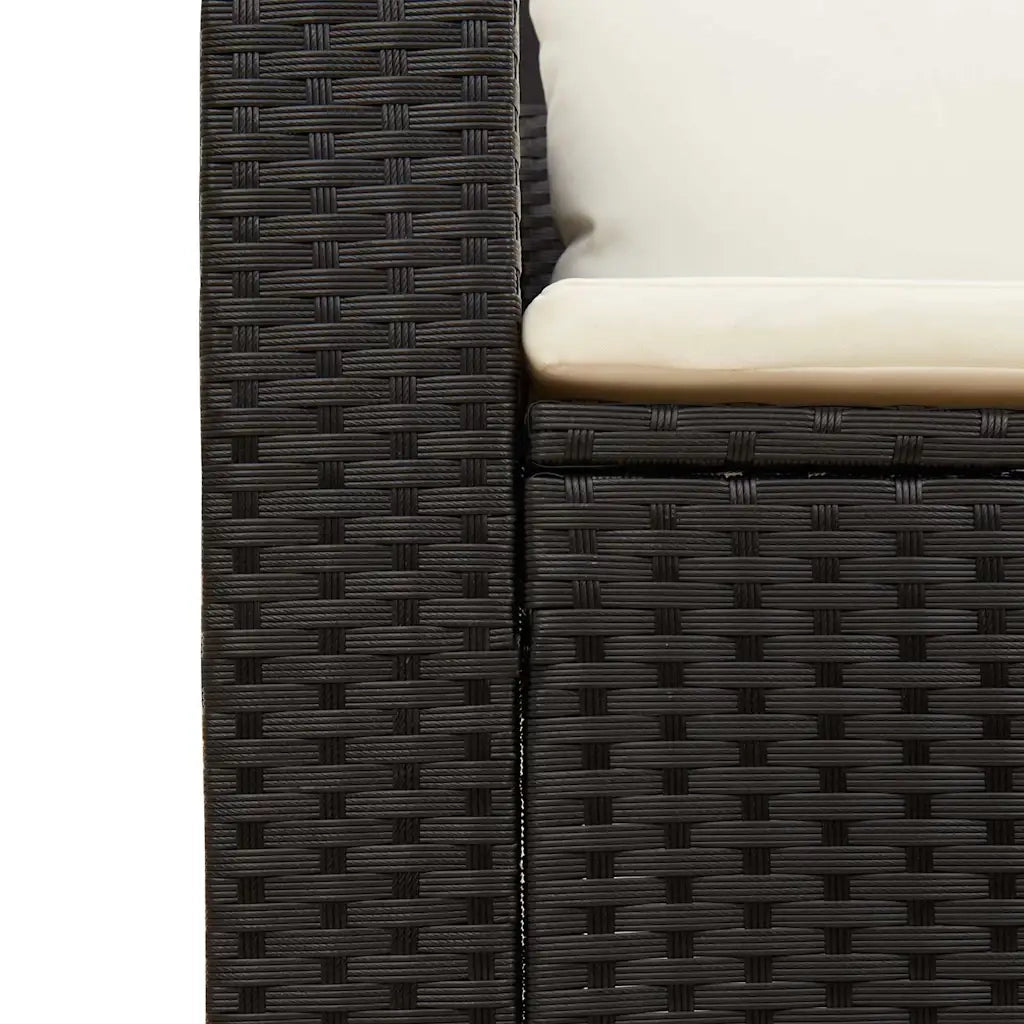 Set Divani da Giardino 5 pz | Set Salotto da Giardino con Cuscini Nero Polyrattan Acacia