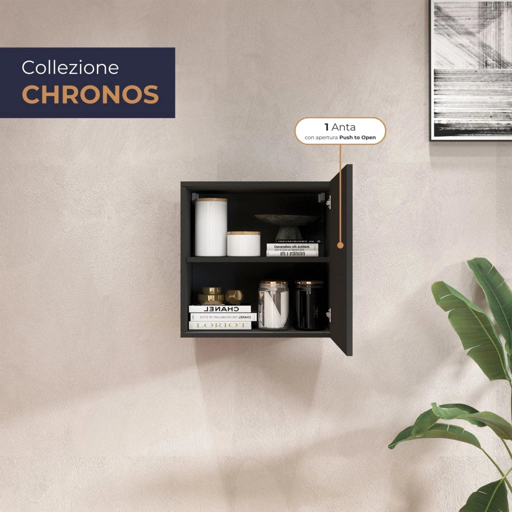 WHOUS Pensile a cubo Chronos con 1 anta antracite opaco 50x35x50 cm