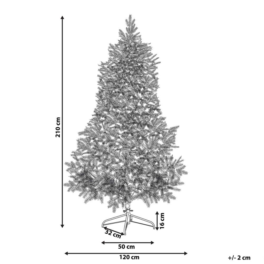 Albero di Natale artificiale innevato preilluminato con supporto in metallo 210 cm bianco