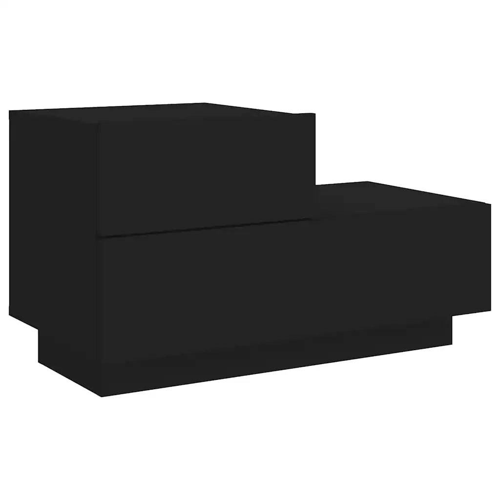 Comodino con Luci LED-Tavolino da notte Nero 70x36x40,5 cm