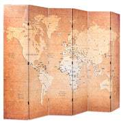 Paravento Pieghevole 228x170 cm Stampa Mappa del Mondo Giallo 245880