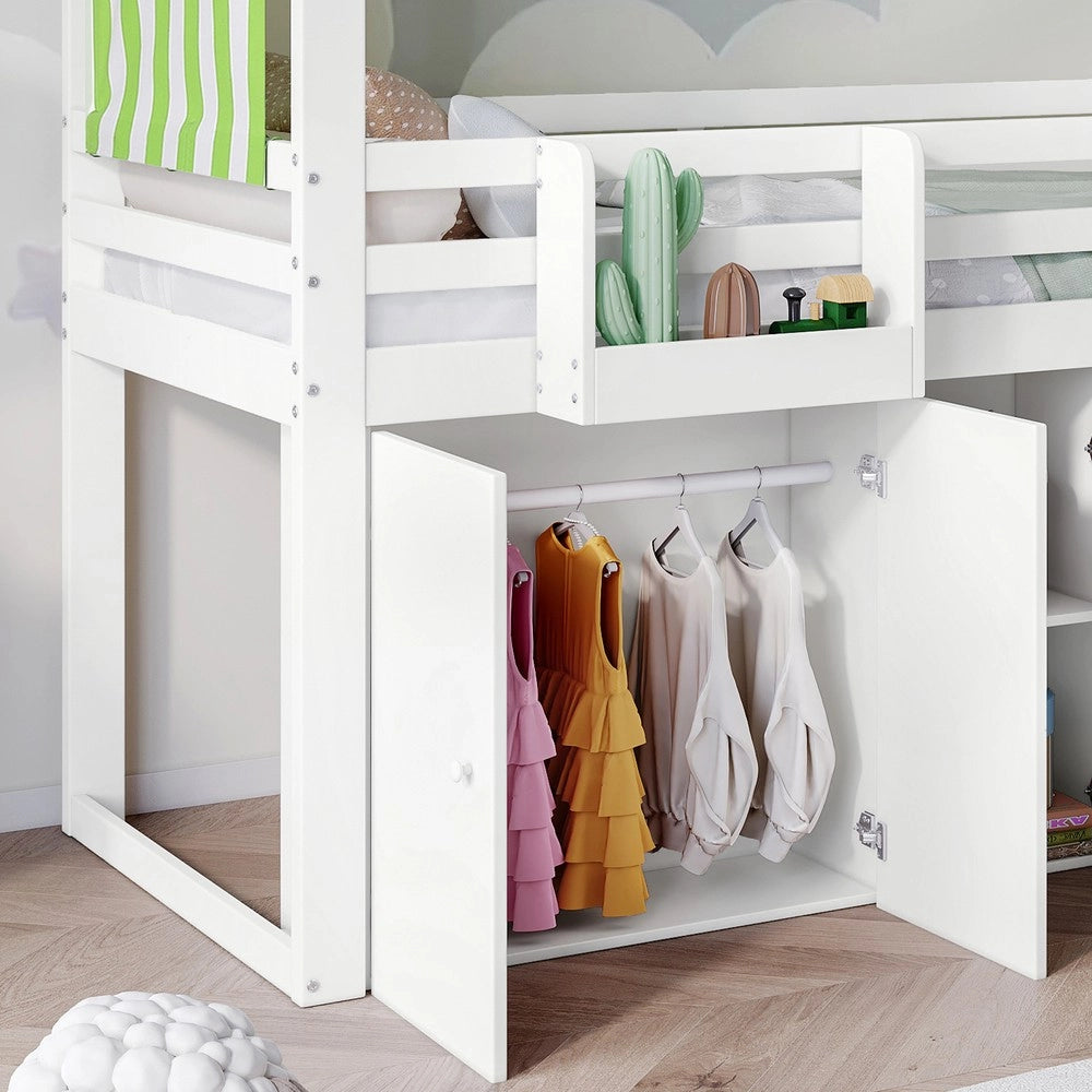 Letto a Castello Bambini con Armadio e Cassetti ¨C MINIMAL ¨C Pino Bianco 90x200