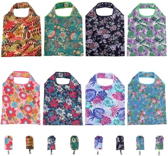 Set di contenitori per la spesa da 8 pezzi - Opaco - Ripiegabile - Lavabile - Leggero - Duraturo - 50 x 37 cm - Capacità fino a 10 kg - Contenitori riutilizzabili