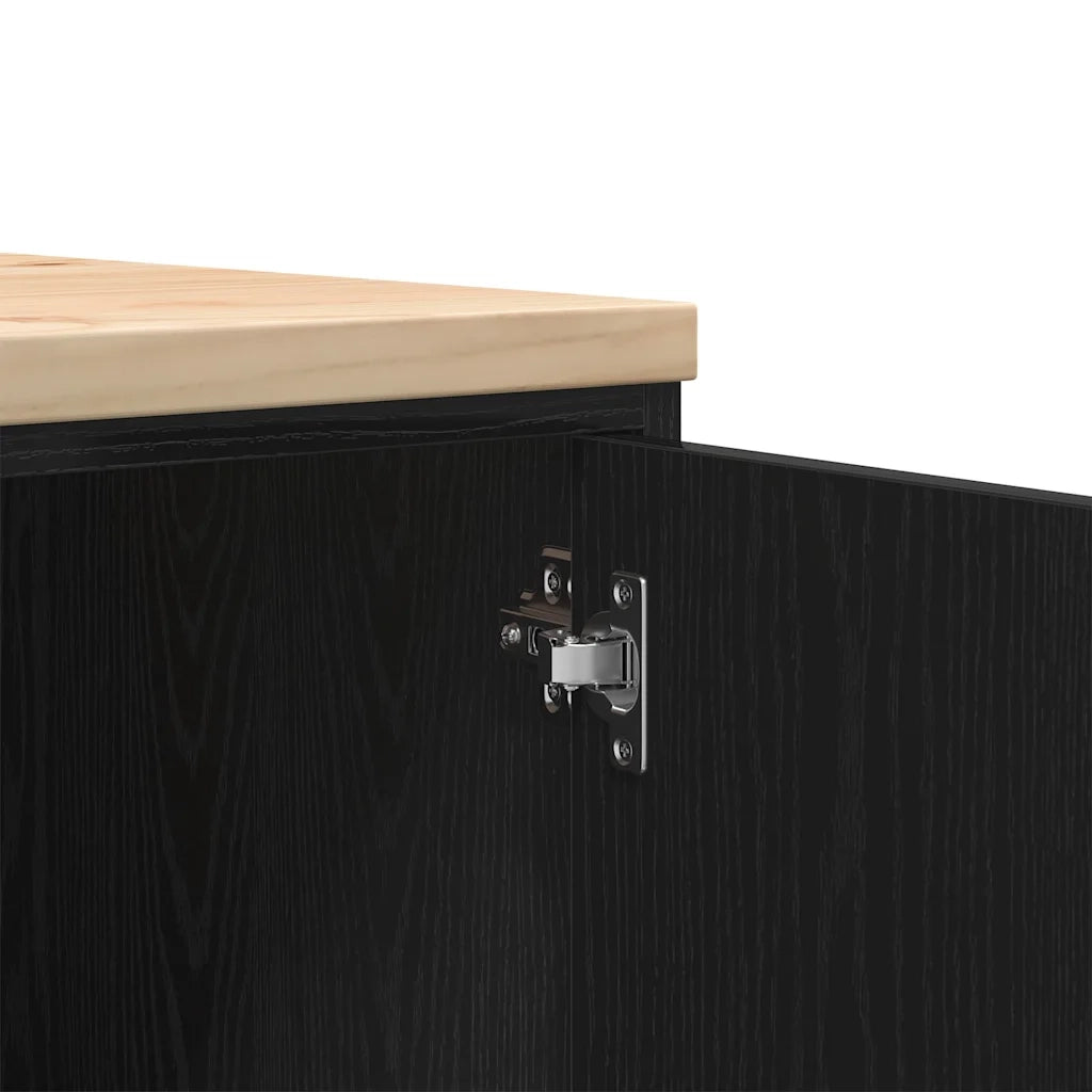 Armadietto da Garage Nero 40x51x85 cm in Legno Massello di Pino