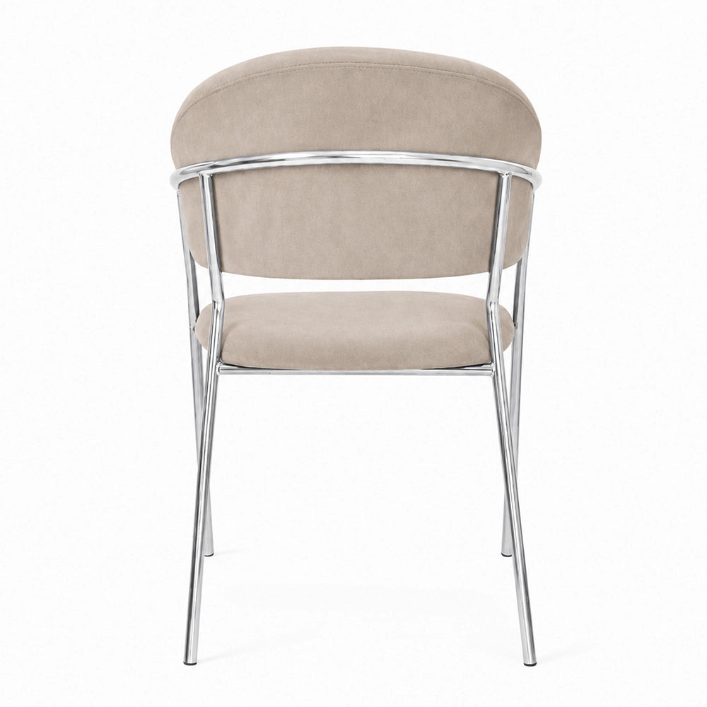 Set da 4 sedie Aurelia in velluto grigio tortora con gambe in ferro cromato