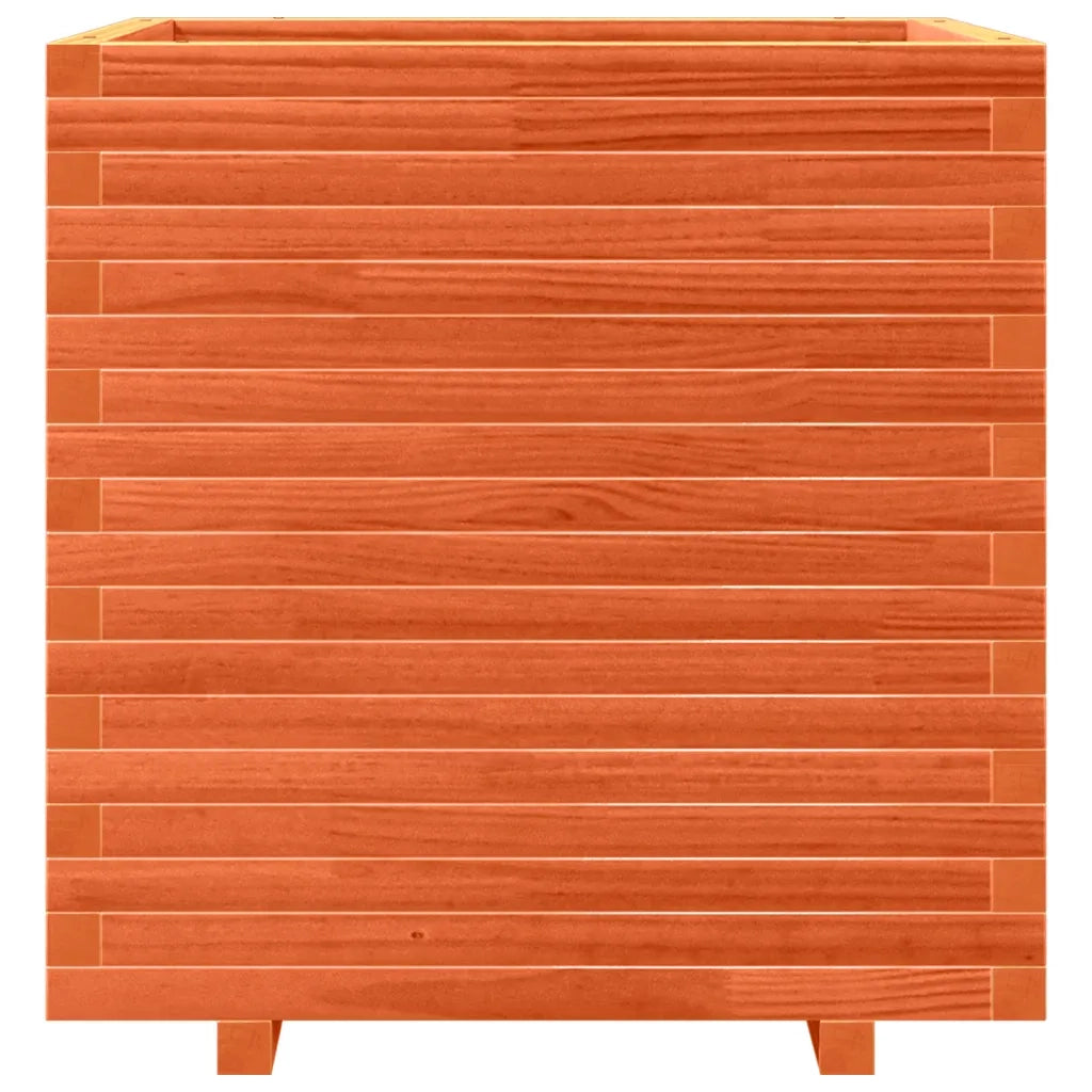 Fioriera | Cassetta per fiori | Vaso Giardino Marrone Cera 70x70x72 cm Legno Massello Pino