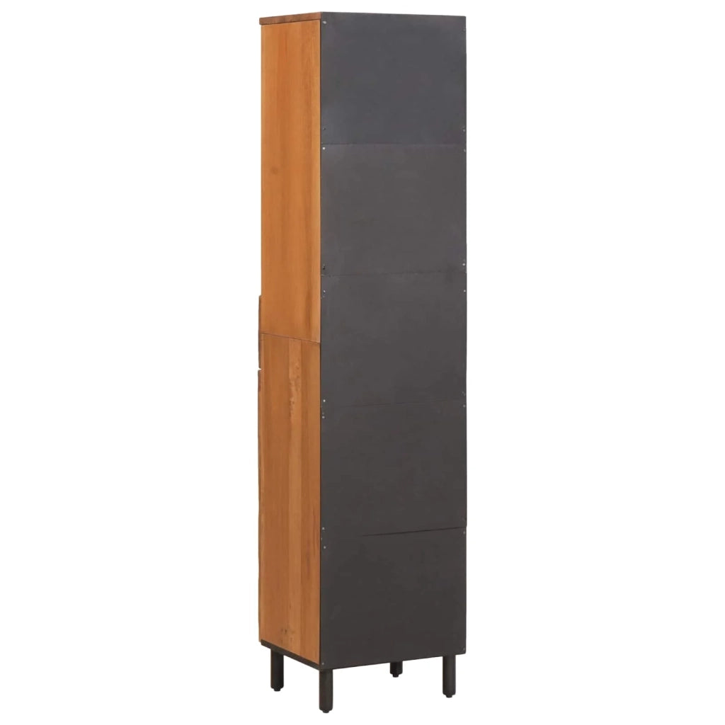 Mobiletto da bagno moderno con ripiano 38 x 33 x 160 cm pratico contenitore stile pulito legno di mango marrone 02_0057781