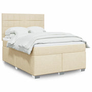 vidaXL Giroletto a Molle con Materasso Crema 140x200 cm in Tessuto