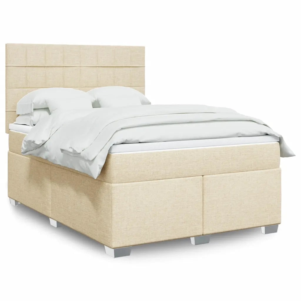 vidaXL Giroletto a Molle con Materasso Crema 140x200 cm in Tessuto