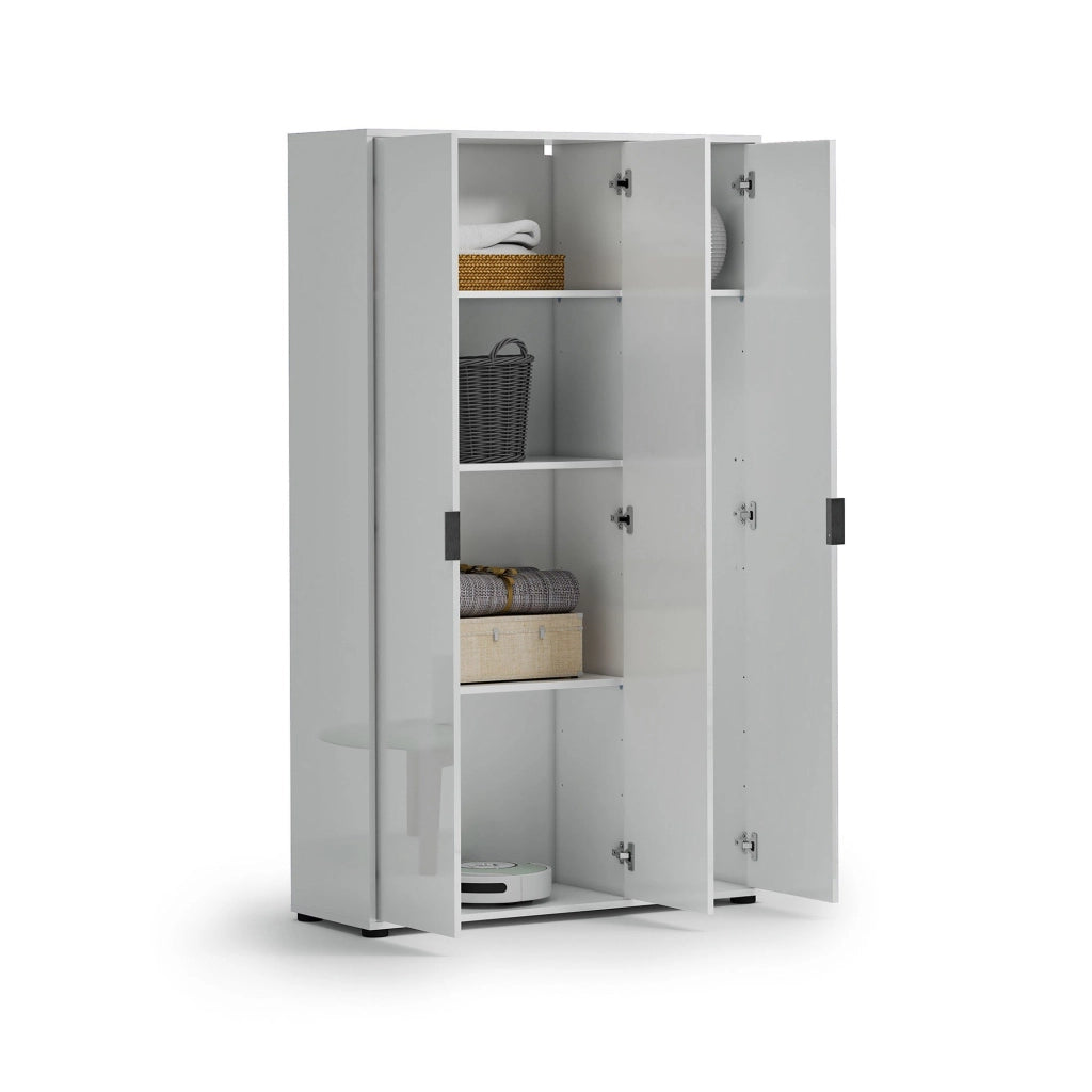 Teolo, Armadio Multiuso Grande Cassetti Made in Italy, 106.9x180h cm Bianco Lucido