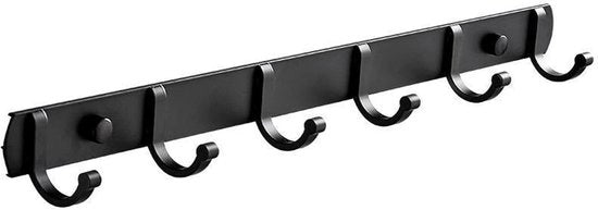 Capocassa a 6 ganci per abiti - attaccapanni - appendiabiti - capocassa appeso - Appendiabiti appeso - Capocassa industriale - Asse da asciugamano - 45 cm - Nero