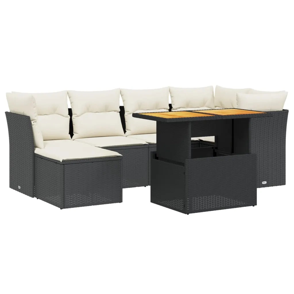 Set Divani da Giardino con Cuscini 7pz Nero Polyrattan 3275478