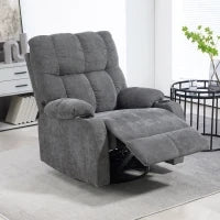 Poltrona Relax con Poggiapiedi, Poltrona Reclinabile, Girevole, fino a 150 kg, Struttura in Acciaio, 88x96x108cm, Grigio Scuro
