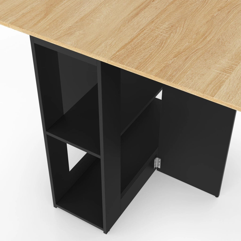 IDMarket - EDI Consolle Pieghevole per 2-4 Persone in Legno Nero con Piano in faggio e 4 sgabelli