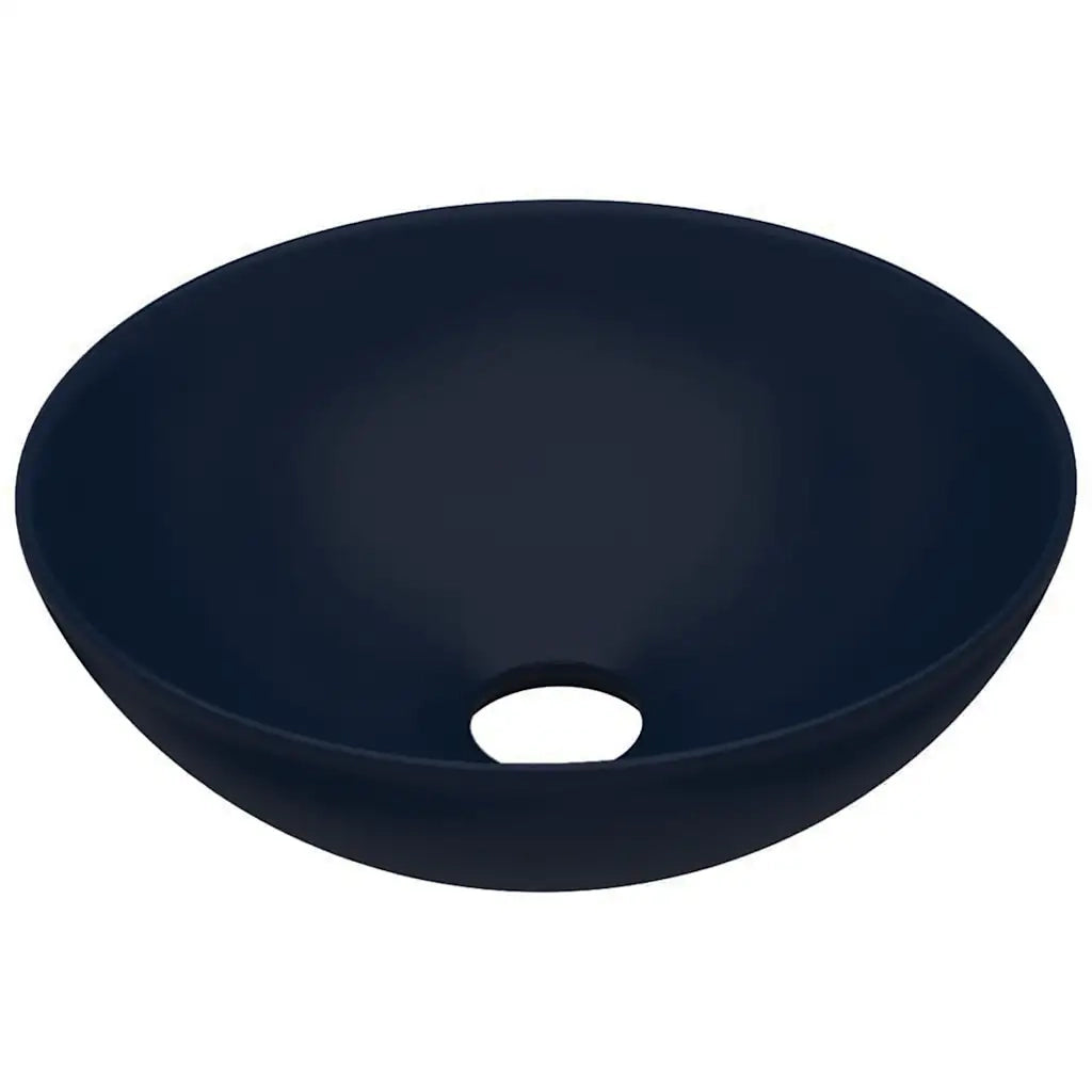 Lavandino da Bagno in Ceramica Blu Scuro Rotondo 146979